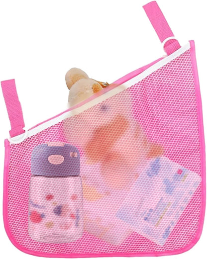 2 Pack Side Sling Cargo Stroller Net, Universal Stroller Organizer Bag,Pink