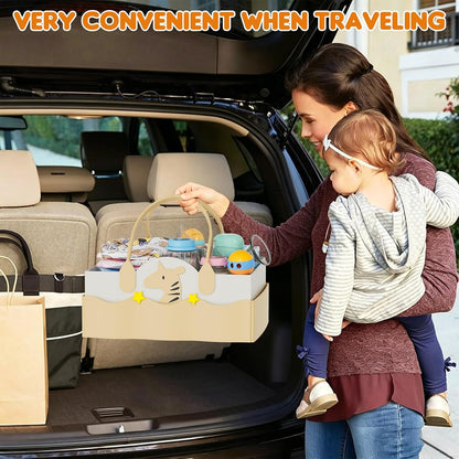 2In1 Baby Diaper Caddy & 3-Tier Rolling Diaper Cart, Diaper Caddy Organizer with Dividers & Pockets, Mobile Metal Utility Cart for Baby Essentials, Bedroom, Kitchen & Office