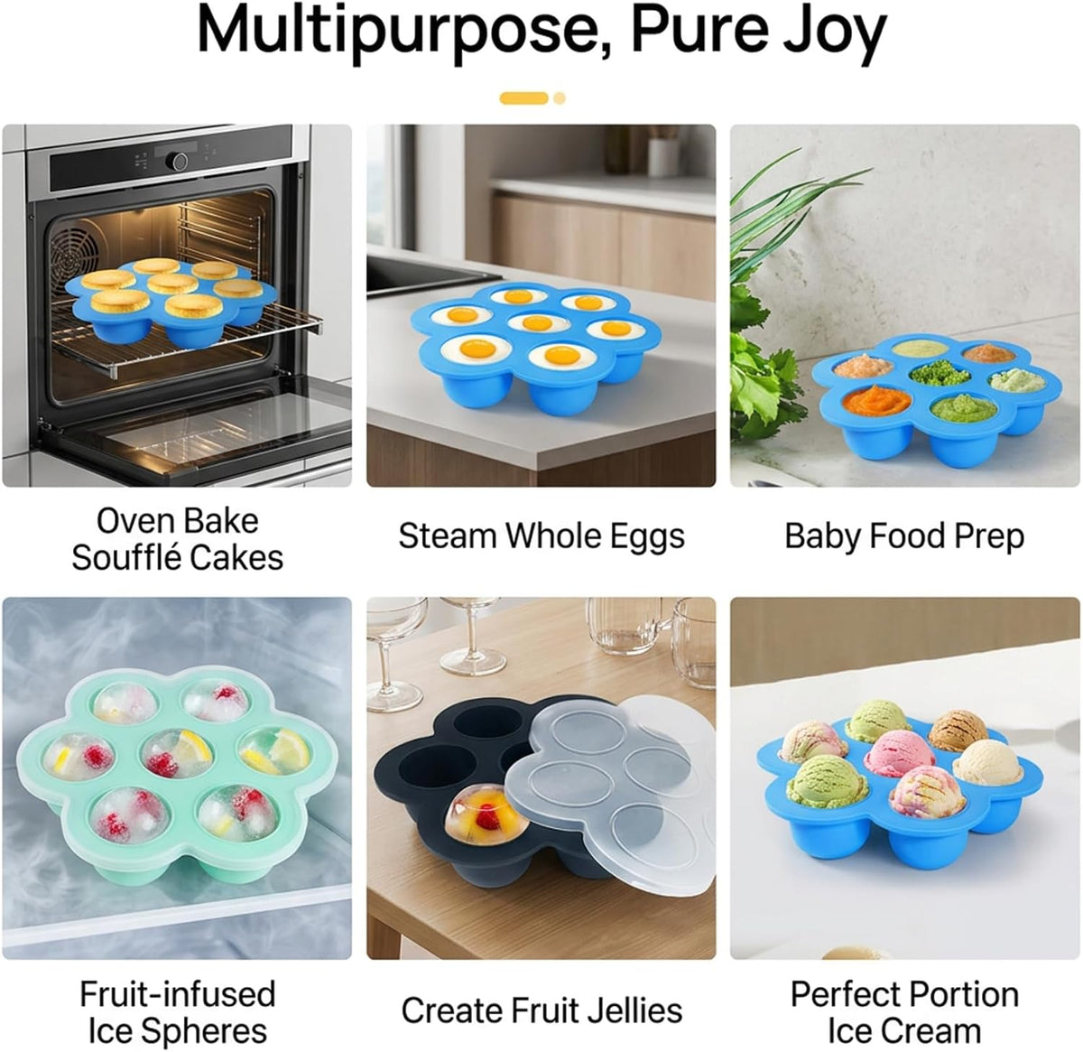 5-Pack Silicone Baby Food Freezer Tray with Lids, 7-Cavity Mini Soft Ice Cube Molds for Homemade Baby Puree, Breast Milk Storage & Ice Cubes..