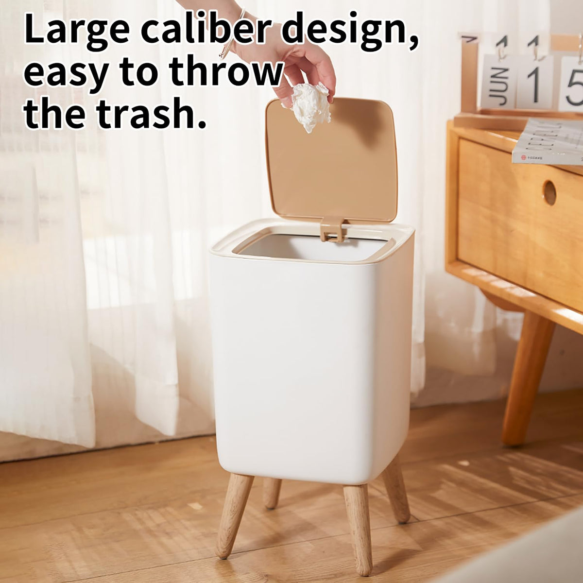 Mini White Plastic Trash Can, 2.6 Gallon Capacity, Slim Design, Anti-Odor, Easy to Clean, Suitable for Any Place