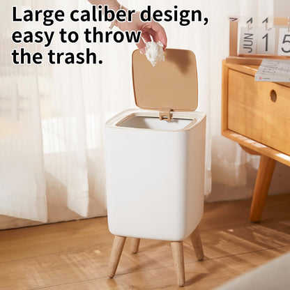 Mini White Plastic Trash Can, 2.6 Gallon Capacity, Slim Design, Anti-Odor, Easy to Clean, Suitable for Any Place