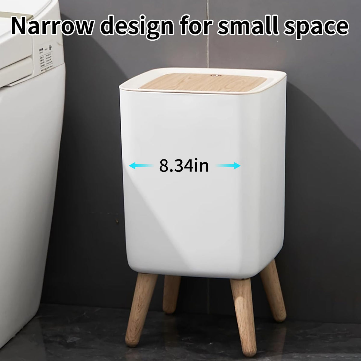 Mini White Plastic Trash Can, 2.6 Gallon Capacity, Slim Design, Anti-Odor, Easy to Clean, Suitable for Any Place