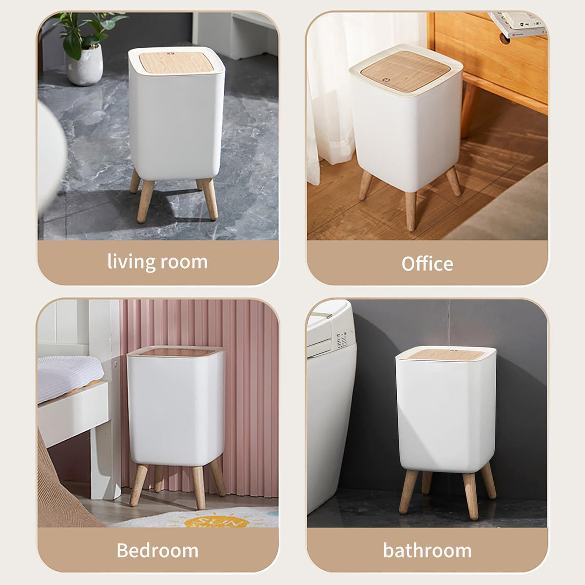Mini White Plastic Trash Can, 2.6 Gallon Capacity, Slim Design, Anti-Odor, Easy to Clean, Suitable for Any Place