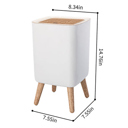 Mini White Plastic Trash Can, 2.6 Gallon Capacity, Slim Design, Anti-Odor, Easy to Clean, Suitable for Any Place