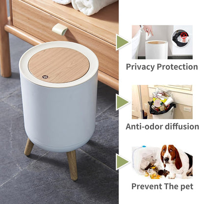 Mini White Plastic Trash Can, 2.6 Gallon Capacity, Slim Design, Anti-Odor, Easy to Clean, Suitable for Any Place