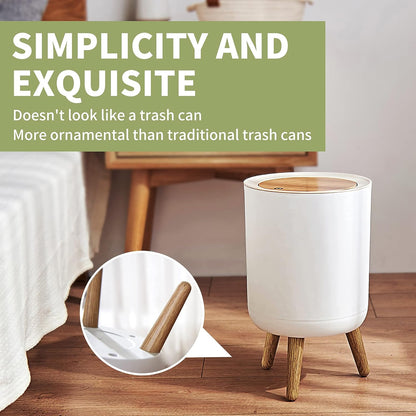 Mini White Plastic Trash Can, 2.6 Gallon Capacity, Slim Design, Anti-Odor, Easy to Clean, Suitable for Any Place