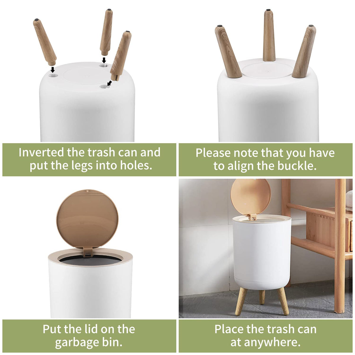 Mini White Plastic Trash Can, 2.6 Gallon Capacity, Slim Design, Anti-Odor, Easy to Clean, Suitable for Any Place