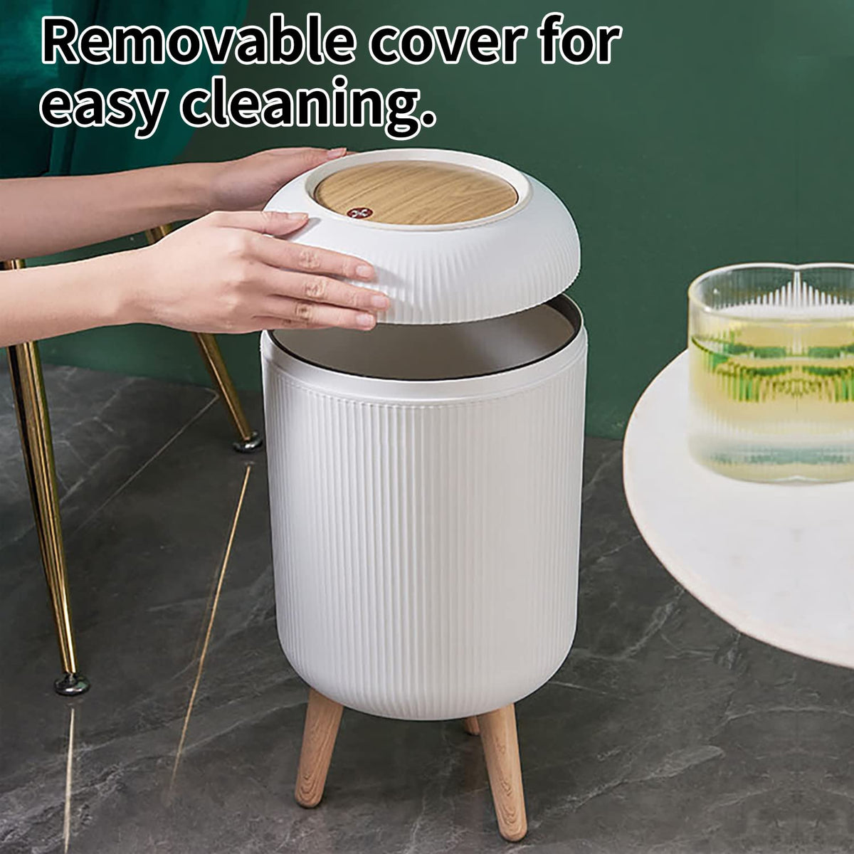 Mini White Plastic Trash Can, 2.6 Gallon Capacity, Slim Design, Anti-Odor, Easy to Clean, Suitable for Any Place