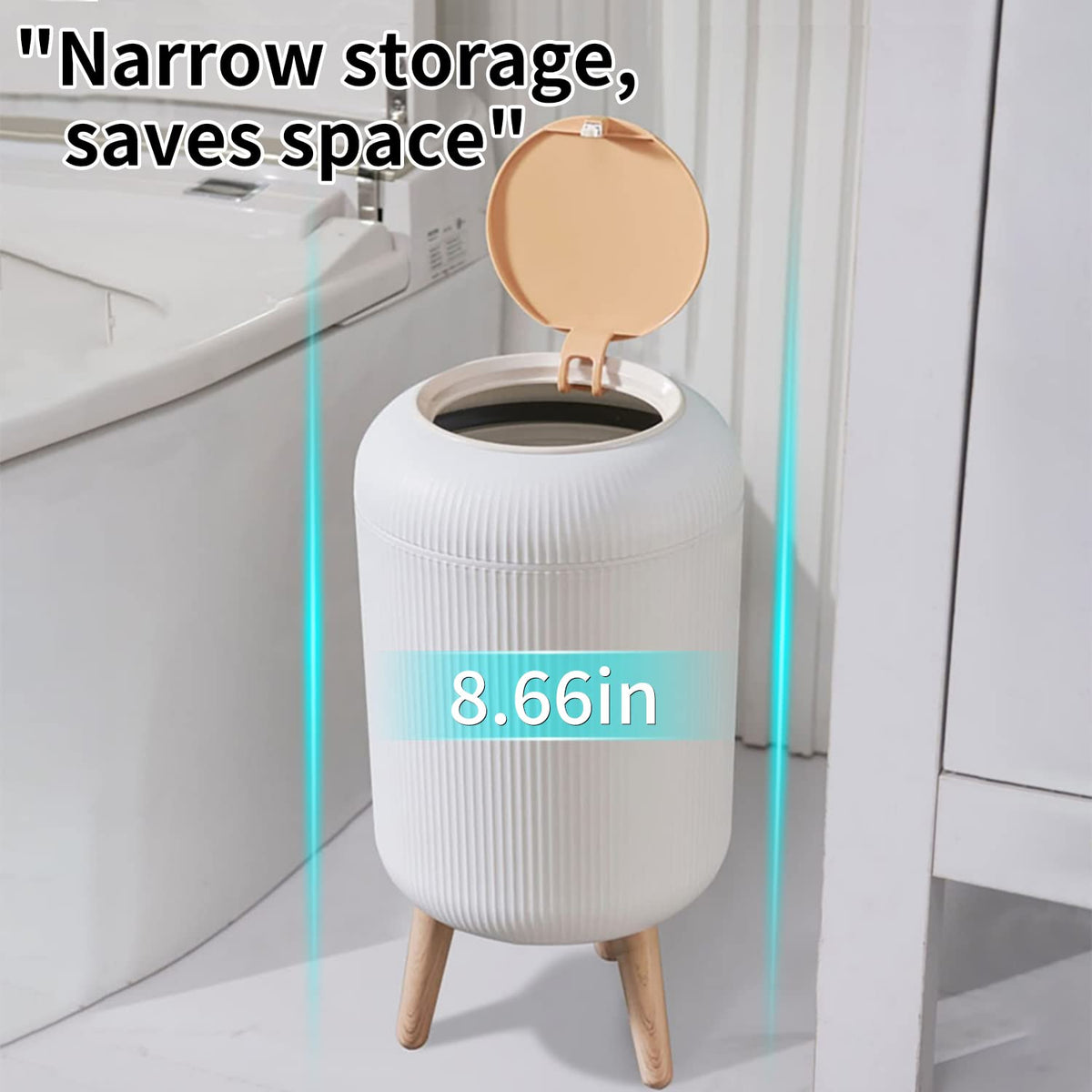 Mini White Plastic Trash Can, 2.6 Gallon Capacity, Slim Design, Anti-Odor, Easy to Clean, Suitable for Any Place