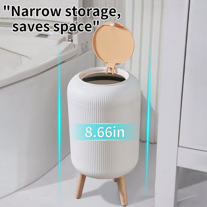 Mini White Plastic Trash Can, 2.6 Gallon Capacity, Slim Design, Anti-Odor, Easy to Clean, Suitable for Any Place
