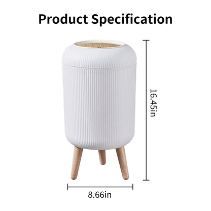 Mini White Plastic Trash Can, 2.6 Gallon Capacity, Slim Design, Anti-Odor, Easy to Clean, Suitable for Any Place