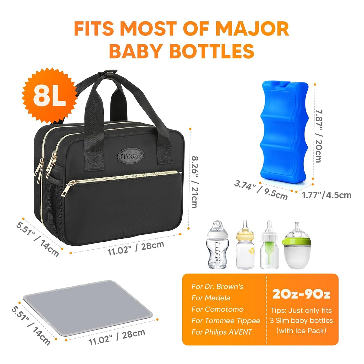 Breastmilk Cooler Travel Bag with Ice Pack, Compatible with Wearable Breast Pumps & Accessories - Portable Hands Free Breast Pump Carrying Case for Nursing & Working Moms, Black