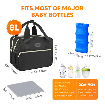 Breastmilk Cooler Travel Bag with Ice Pack, Compatible with Wearable Breast Pumps & Accessories - Portable Hands Free Breast Pump Carrying Case for Nursing & Working Moms, Black