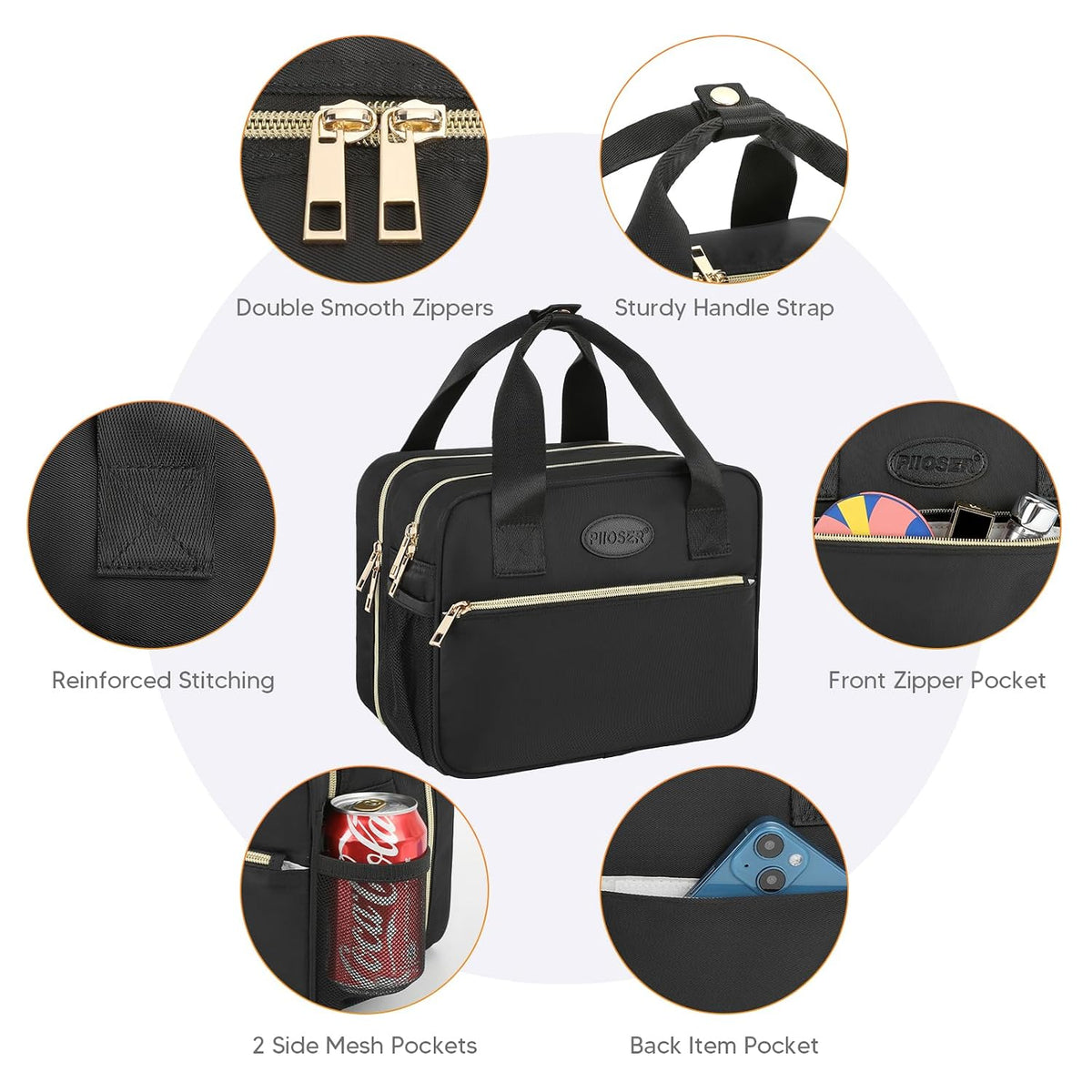 Breastmilk Cooler Travel Bag with Ice Pack, Compatible with Wearable Breast Pumps & Accessories - Portable Hands Free Breast Pump Carrying Case for Nursing & Working Moms, Black