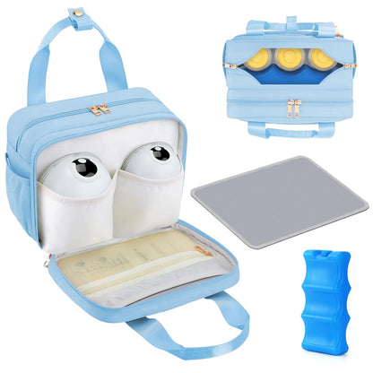 Breastmilk Cooler Travel Bag with Ice Pack, Compatible with Wearable Breast Pumps & Accessories - Portable Hands Free Breast Pump Carrying Case for Nursing & Working Moms, Black