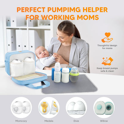 Breastmilk Cooler Travel Bag with Ice Pack, Compatible with Wearable Breast Pumps & Accessories - Portable Hands Free Breast Pump Carrying Case for Nursing & Working Moms, Black