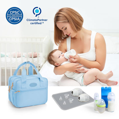 Breastmilk Cooler Travel Bag with Ice Pack, Compatible with Wearable Breast Pumps & Accessories - Portable Hands Free Breast Pump Carrying Case for Nursing & Working Moms, Black