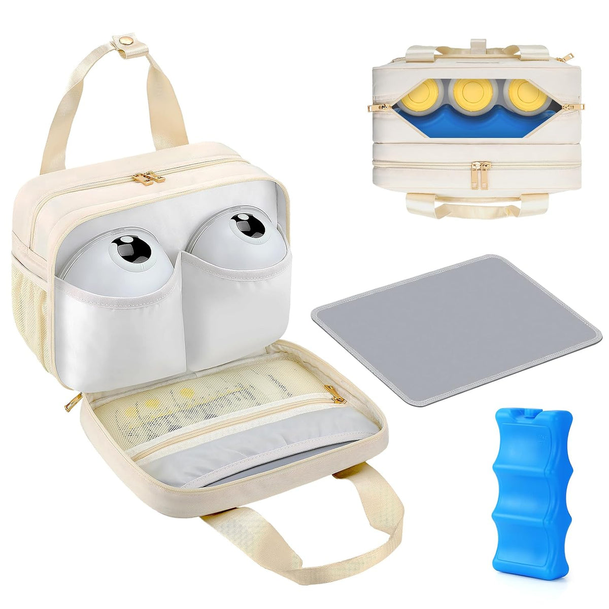 Breastmilk Cooler Travel Bag with Ice Pack, Compatible with Wearable Breast Pumps & Accessories - Portable Hands Free Breast Pump Carrying Case for Nursing & Working Moms, Black