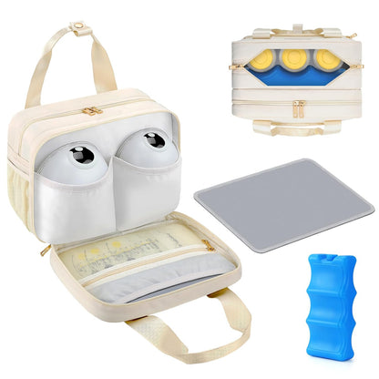 Breastmilk Cooler Travel Bag with Ice Pack, Compatible with Wearable Breast Pumps & Accessories - Portable Hands Free Breast Pump Carrying Case for Nursing & Working Moms, Black
