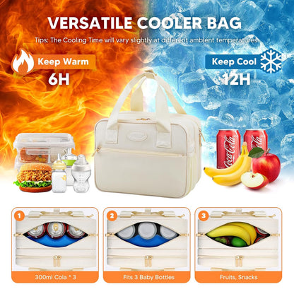 Breastmilk Cooler Travel Bag with Ice Pack, Compatible with Wearable Breast Pumps & Accessories - Portable Hands Free Breast Pump Carrying Case for Nursing & Working Moms, Black