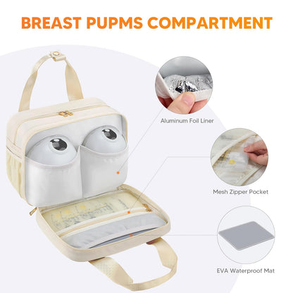 Breastmilk Cooler Travel Bag with Ice Pack, Compatible with Wearable Breast Pumps & Accessories - Portable Hands Free Breast Pump Carrying Case for Nursing & Working Moms, Black