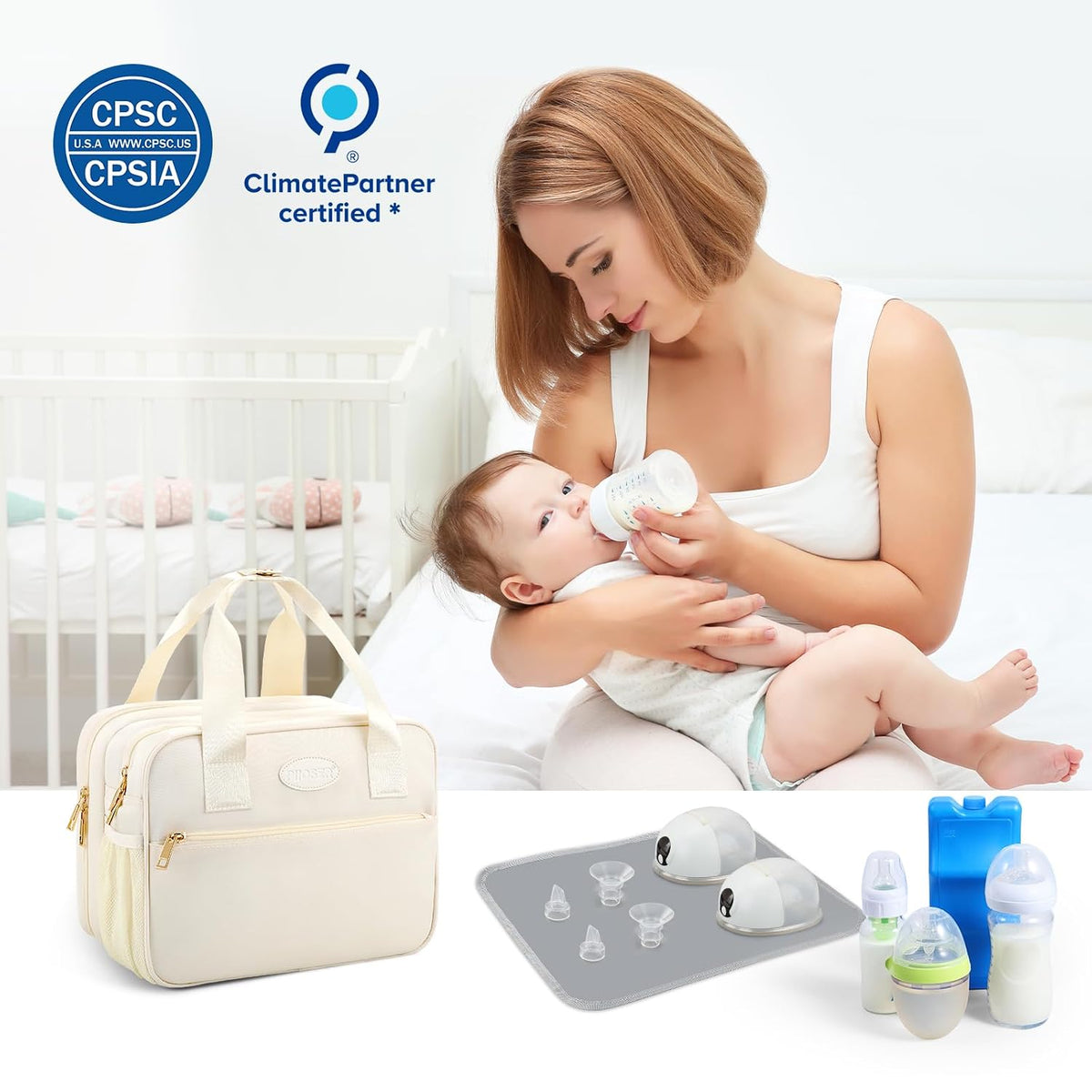 Breastmilk Cooler Travel Bag with Ice Pack, Compatible with Wearable Breast Pumps & Accessories - Portable Hands Free Breast Pump Carrying Case for Nursing & Working Moms, Black