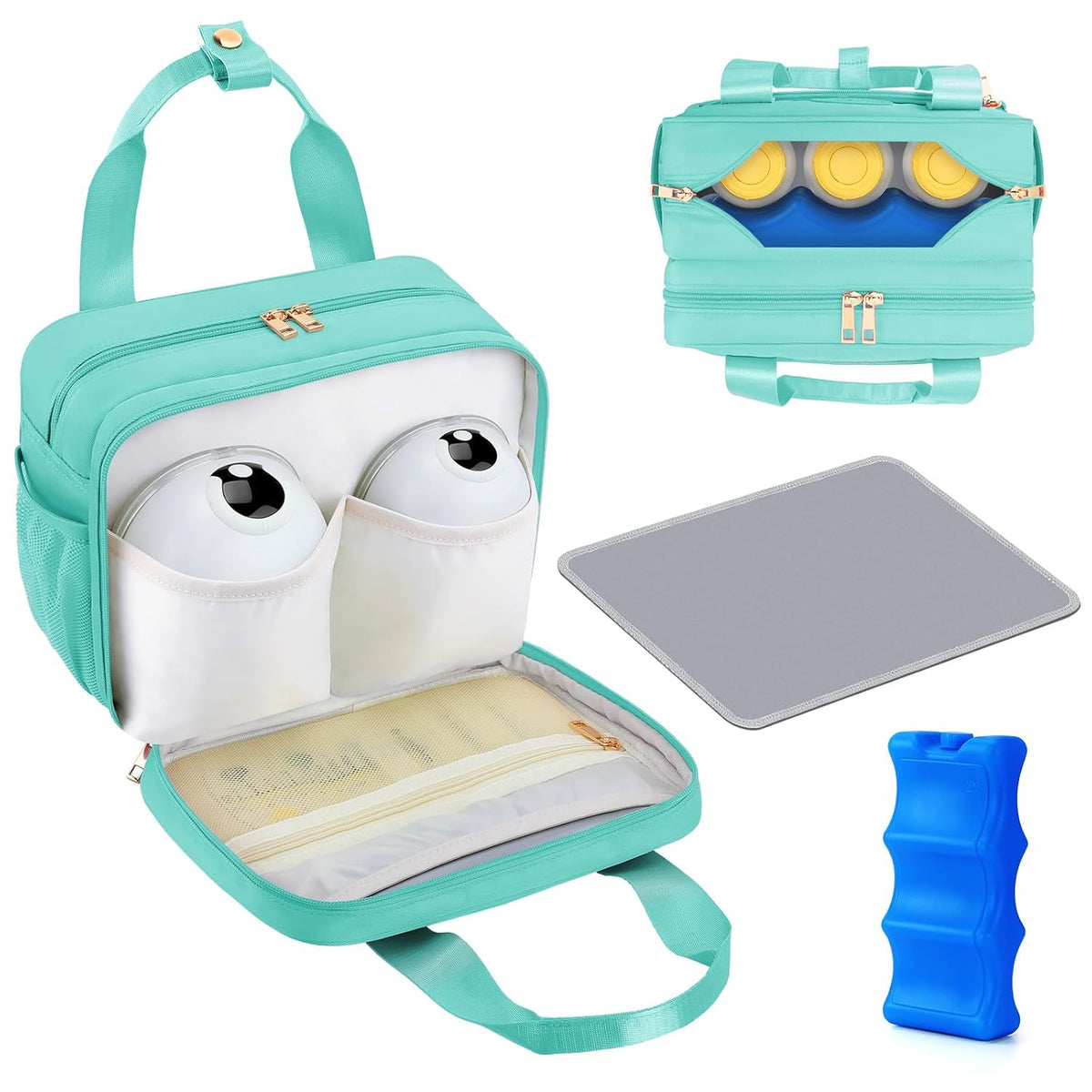 Breastmilk Cooler Travel Bag with Ice Pack, Compatible with Wearable Breast Pumps & Accessories - Portable Hands Free Breast Pump Carrying Case for Nursing & Working Moms, Black
