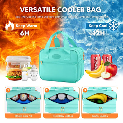 Breastmilk Cooler Travel Bag with Ice Pack, Compatible with Wearable Breast Pumps & Accessories - Portable Hands Free Breast Pump Carrying Case for Nursing & Working Moms, Black