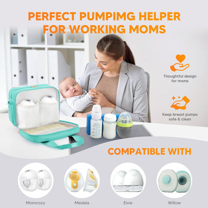 Breastmilk Cooler Travel Bag with Ice Pack, Compatible with Wearable Breast Pumps & Accessories - Portable Hands Free Breast Pump Carrying Case for Nursing & Working Moms, Black