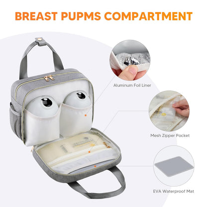 Breastmilk Cooler Travel Bag with Ice Pack, Compatible with Wearable Breast Pumps & Accessories - Portable Hands Free Breast Pump Carrying Case for Nursing & Working Moms, Black