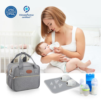 Breastmilk Cooler Travel Bag with Ice Pack, Compatible with Wearable Breast Pumps & Accessories - Portable Hands Free Breast Pump Carrying Case for Nursing & Working Moms, Black
