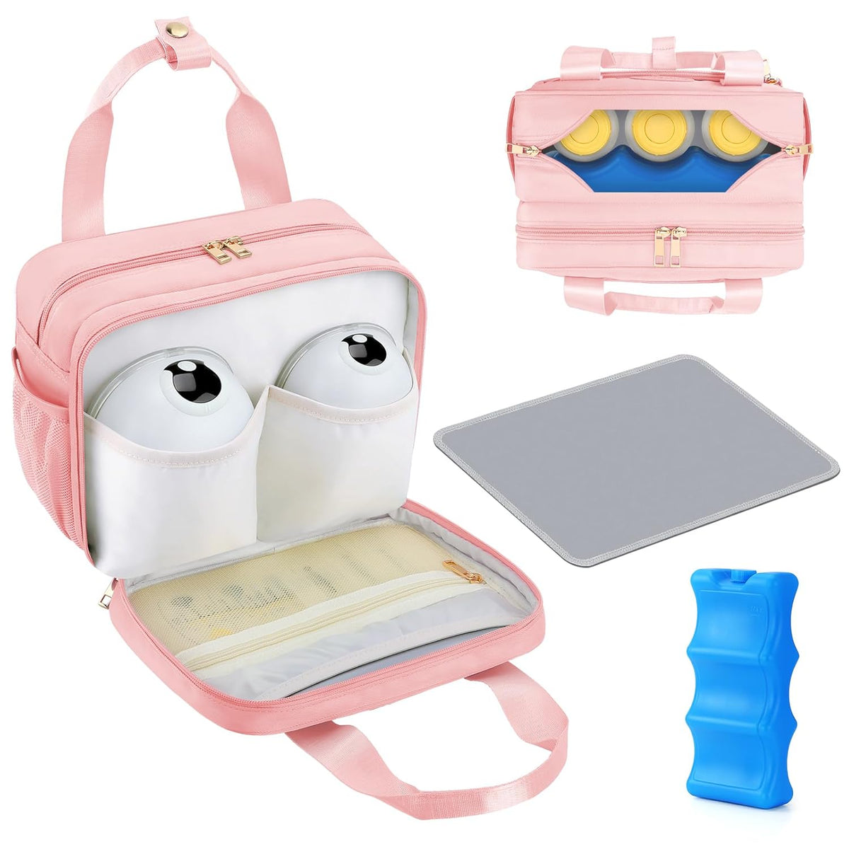 Breastmilk Cooler Travel Bag with Ice Pack, Compatible with Wearable Breast Pumps & Accessories - Portable Hands Free Breast Pump Carrying Case for Nursing & Working Moms, Black