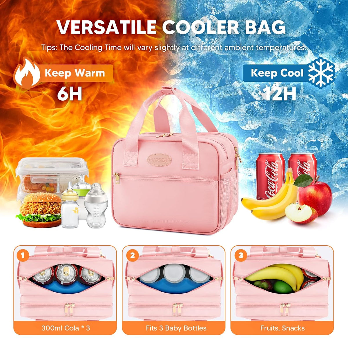 Breastmilk Cooler Travel Bag with Ice Pack, Compatible with Wearable Breast Pumps & Accessories - Portable Hands Free Breast Pump Carrying Case for Nursing & Working Moms, Black