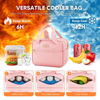 Breastmilk Cooler Travel Bag with Ice Pack, Compatible with Wearable Breast Pumps & Accessories - Portable Hands Free Breast Pump Carrying Case for Nursing & Working Moms, Black