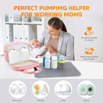 Breastmilk Cooler Travel Bag with Ice Pack, Compatible with Wearable Breast Pumps & Accessories - Portable Hands Free Breast Pump Carrying Case for Nursing & Working Moms, Black