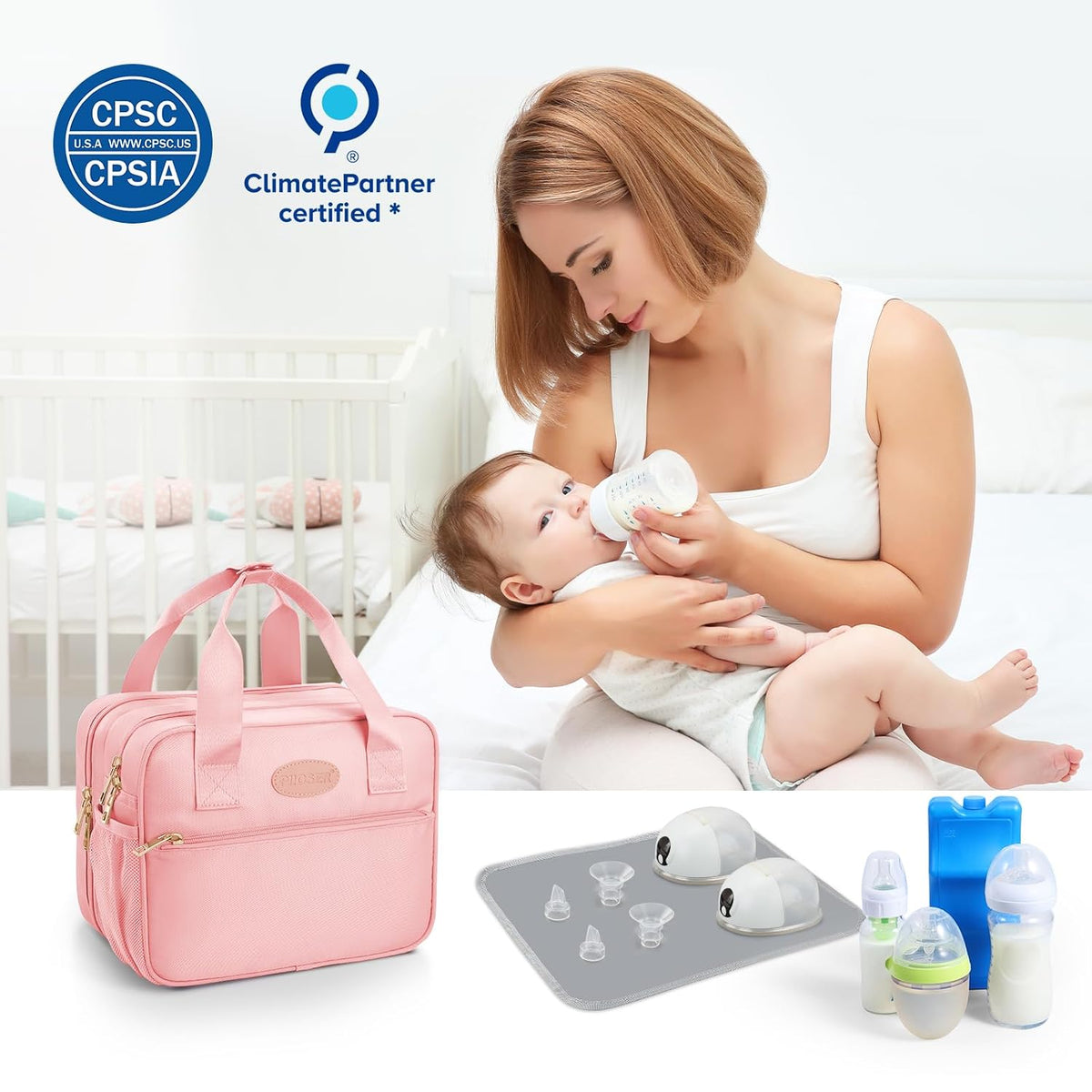 Breastmilk Cooler Travel Bag with Ice Pack, Compatible with Wearable Breast Pumps & Accessories - Portable Hands Free Breast Pump Carrying Case for Nursing & Working Moms, Black