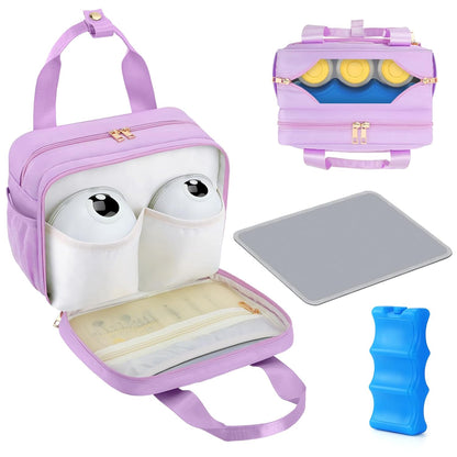 Breastmilk Cooler Travel Bag with Ice Pack, Compatible with Wearable Breast Pumps & Accessories - Portable Hands Free Breast Pump Carrying Case for Nursing & Working Moms, Black