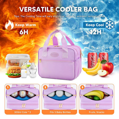 Breastmilk Cooler Travel Bag with Ice Pack, Compatible with Wearable Breast Pumps & Accessories - Portable Hands Free Breast Pump Carrying Case for Nursing & Working Moms, Black