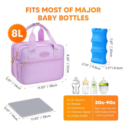 Breastmilk Cooler Travel Bag with Ice Pack, Compatible with Wearable Breast Pumps & Accessories - Portable Hands Free Breast Pump Carrying Case for Nursing & Working Moms, Black