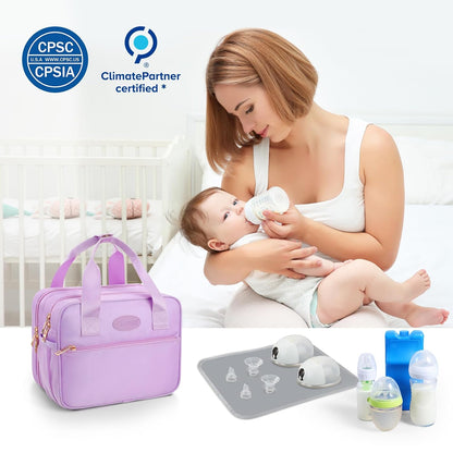 Breastmilk Cooler Travel Bag with Ice Pack, Compatible with Wearable Breast Pumps & Accessories - Portable Hands Free Breast Pump Carrying Case for Nursing & Working Moms, Black