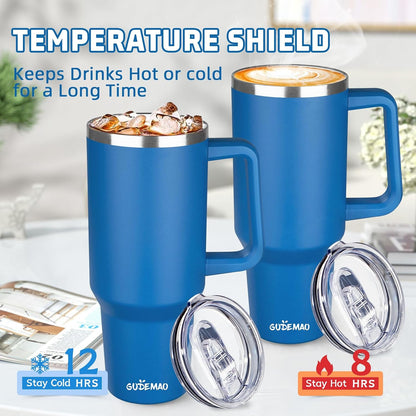 20 oz Insulated Coffee Mug with Ceramic Coating, Stainless Steel Travel Mug Tumbler with Handle Lid and Straw, Double Wall Leak-Proof Coffee Travel Mug Keeps Drink Hot and Cold (Black)