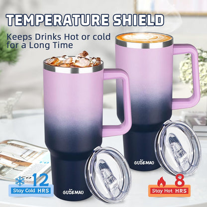 20 oz Insulated Coffee Mug with Ceramic Coating, Stainless Steel Travel Mug Tumbler with Handle Lid and Straw, Double Wall Leak-Proof Coffee Travel Mug Keeps Drink Hot and Cold (Black)