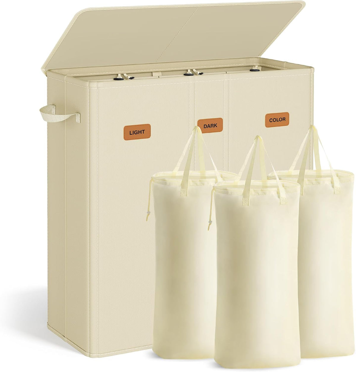 SONGMICS 160L Laundry Hamper, 4-Compartment Laundry Sorter with Lid