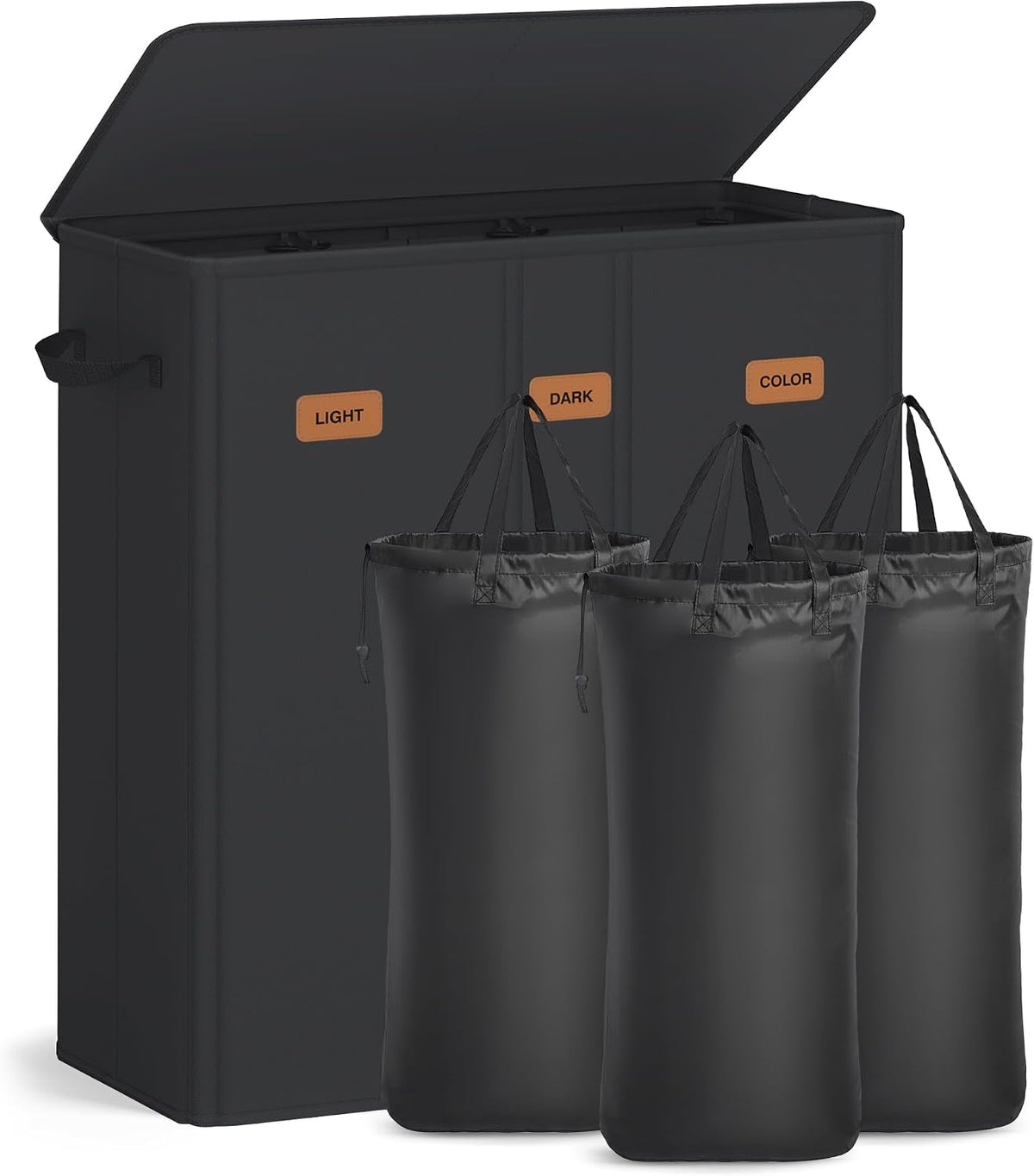SONGMICS 160L Laundry Hamper, 4-Compartment Laundry Sorter with Lid