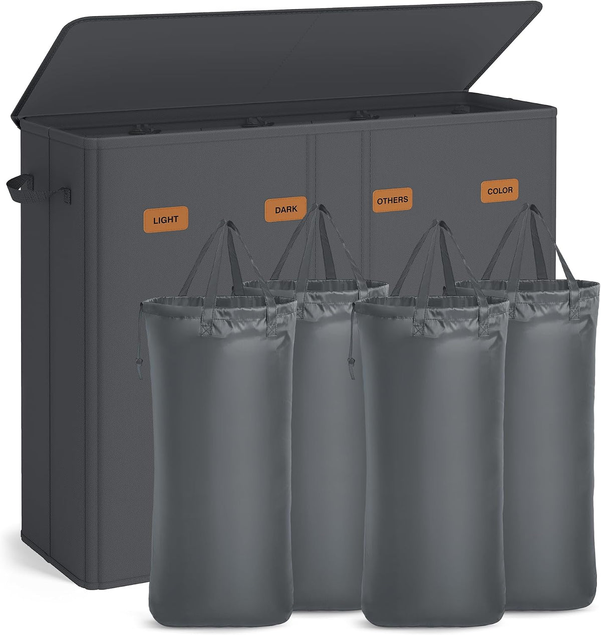 SONGMICS 160L Laundry Hamper, 4-Compartment Laundry Sorter with Lid