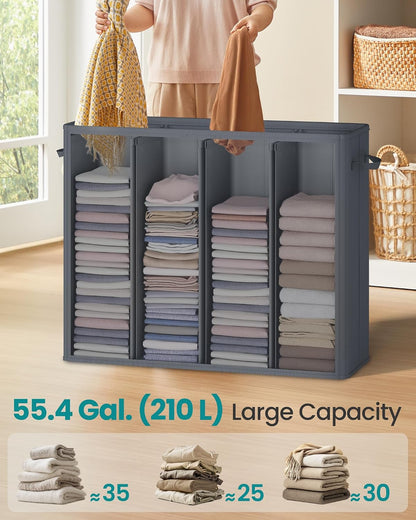 SONGMICS 160L Laundry Hamper, 4-Compartment Laundry Sorter with Lid