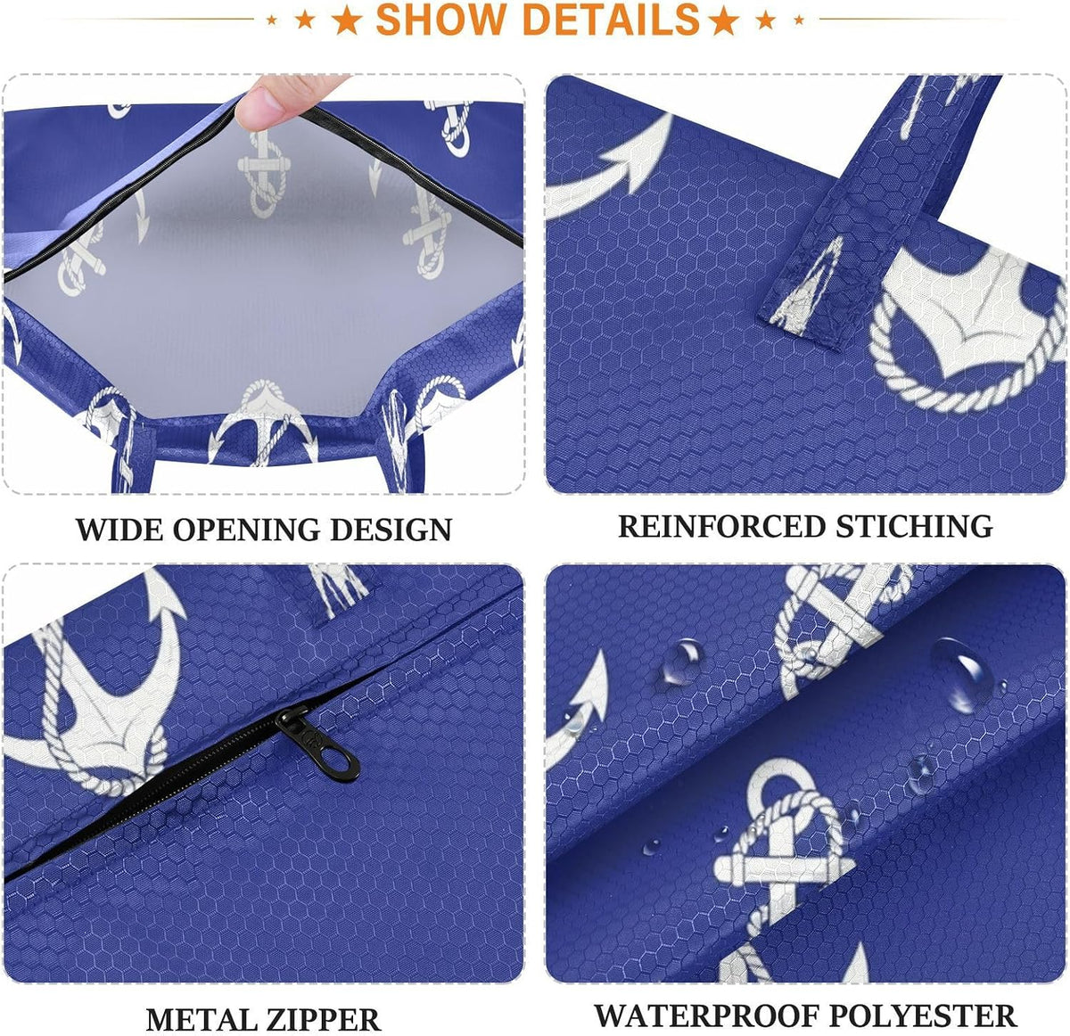 Ship Ropes Waterproof Travel Laundry Bag Reusable 2 Count