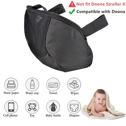 Infant Stroller Clip-On Storage Bag compatible with Doona, Pram Buggy Organizer Bag with Non-Slip Zipper Snap-On Stroller Bag & Large Storage Space, Baby Stroller Pushchair Accessory fit Doona