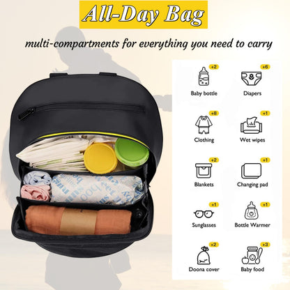 Infant Stroller Clip-On Storage Bag compatible with Doona, Pram Buggy Organizer Bag with Non-Slip Zipper Snap-On Stroller Bag & Large Storage Space, Baby Stroller Pushchair Accessory fit Doona