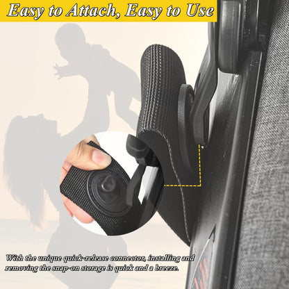 Infant Stroller Clip-On Storage Bag compatible with Doona, Pram Buggy Organizer Bag with Non-Slip Zipper Snap-On Stroller Bag & Large Storage Space, Baby Stroller Pushchair Accessory fit Doona